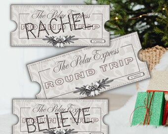 Personalized Polar Express Ornament, Train Ticket Keepsake (Digital Download)