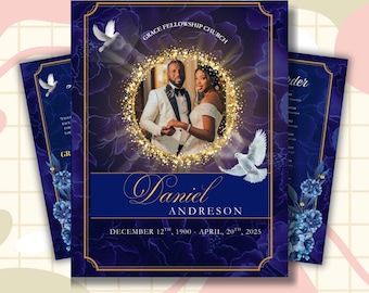 Purple & Gold Church Anniversary Program Template (Canva Editable)