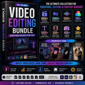 動画編集バンドル：LUT、トランジション、効果音、タイトル（デジタルダウンロード）
