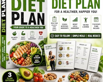 30-Day Diet Plan PDF | Healthy Meal Plan | Weight Loss & Healthy Eating Guide | Printable Nutrition Planner | Instant Digital Download