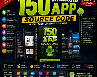 Paquete de 150 códigos fuente de aplicaciones Android / Proyectos en Java, Kotlin y Firebase (Descarga instantánea)