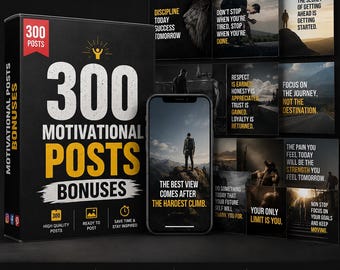 Paquete de 300 imágenes con frases motivacionales listas para publicar (descarga digital)