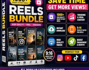 Paquete de más de 1000 reels listos para publicar / Contenido de video viral para redes sociales (descarga digital)