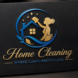 Schoonmaakbedrijfslogo | Professioneel huisreiniging aangepast logo-ontwerp | Branding schoonmaakservice