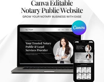 Szablon strony internetowej notariusza Canva, edytowalny projekt mobilnej strony internetowej notariusza, profesjonalna strona internetowa notariusza, natychmiastowe pobranie cyfrowe