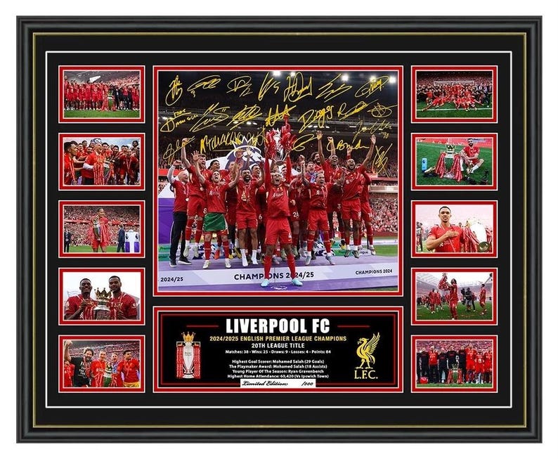 Liverpool FC 2025 EPL Champions Signed Framed Memorabilia - Etsy Australia