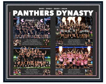 Penrith Panthers 2021 to 2024 4 Peat NRL Premier Photo Poster Framed Memorabilia
