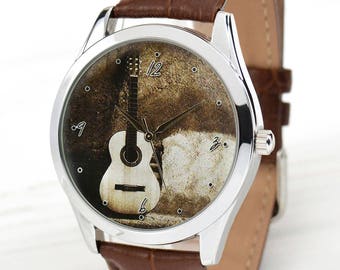 Montre guitare classique | Cadeaux d’amoureux de guitare | Cadeaux d’amateur de musique | Cadeaux EXCLUSIFs pour les musiciens | Professeur de musique Cadeau | LIVRAISON GRATUITE!