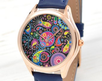 Rose Gold Paisley Watch | Women Watches | Unique Gifts For Mom | Mother's Day Gift | Cute Gifts | Gift For Wife | FREE SHIPPING