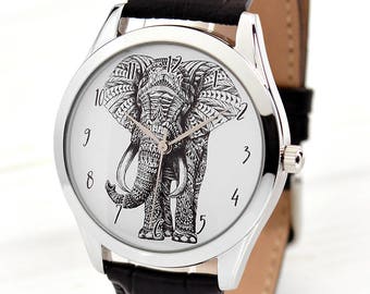 Elephant Watch | Tribal Jewelry | Men's Watch | Women Watches | Gift for Men | Anniversary Gifts for Girlfriend | Men's Gift | Free Shipping