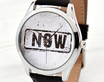 NOW Watch | Anniversary Gift | Unique Gift | Gift For Him | Gift For Boss | Men's Watch | Boyfriend Gift | FREE SHIPPING