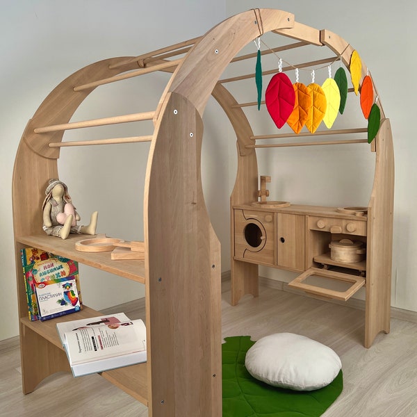 Waldorf Playstand. Wooden playhouse. Toys rack for children. Shelves for the children's room