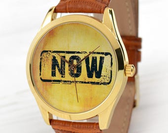 NOW Watch - Montre-bracelet qui dit MAINTENANT - Cadeau petite amie - Montres de style Grunge - Cadeau petit ami - Cadeaux meilleur ami - Livraison gratuite