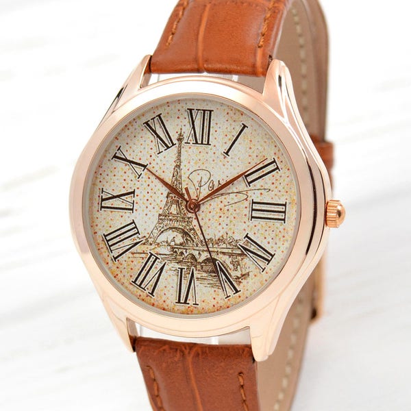 Eiffel Tower Rose Gold Watch - Unique Gift - Rose Gold Jewelry - Gift For Traveler - Gift For Women - Travel Gift - FREE SHIPPING