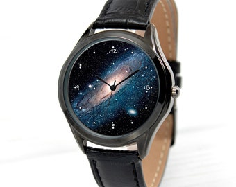 Galaxy Watch in Premium Black Case - Best Gift for Man and Women - Original Chic Stylish Attribute - Space on your Hand! - FREE SHIPPING!!!