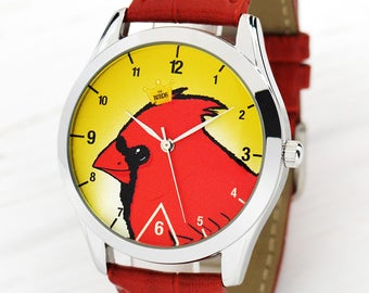 The Red Bird Watch | Unique Gift | Womens Watch | Birthday Gift | Gift for Boyfriend | Anniversary Gift for Women | FREE SHIPPING