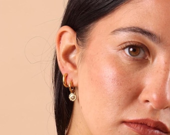 Gold Wave Huggie Hoop Set – Waterproof Stainless Steel Earrings