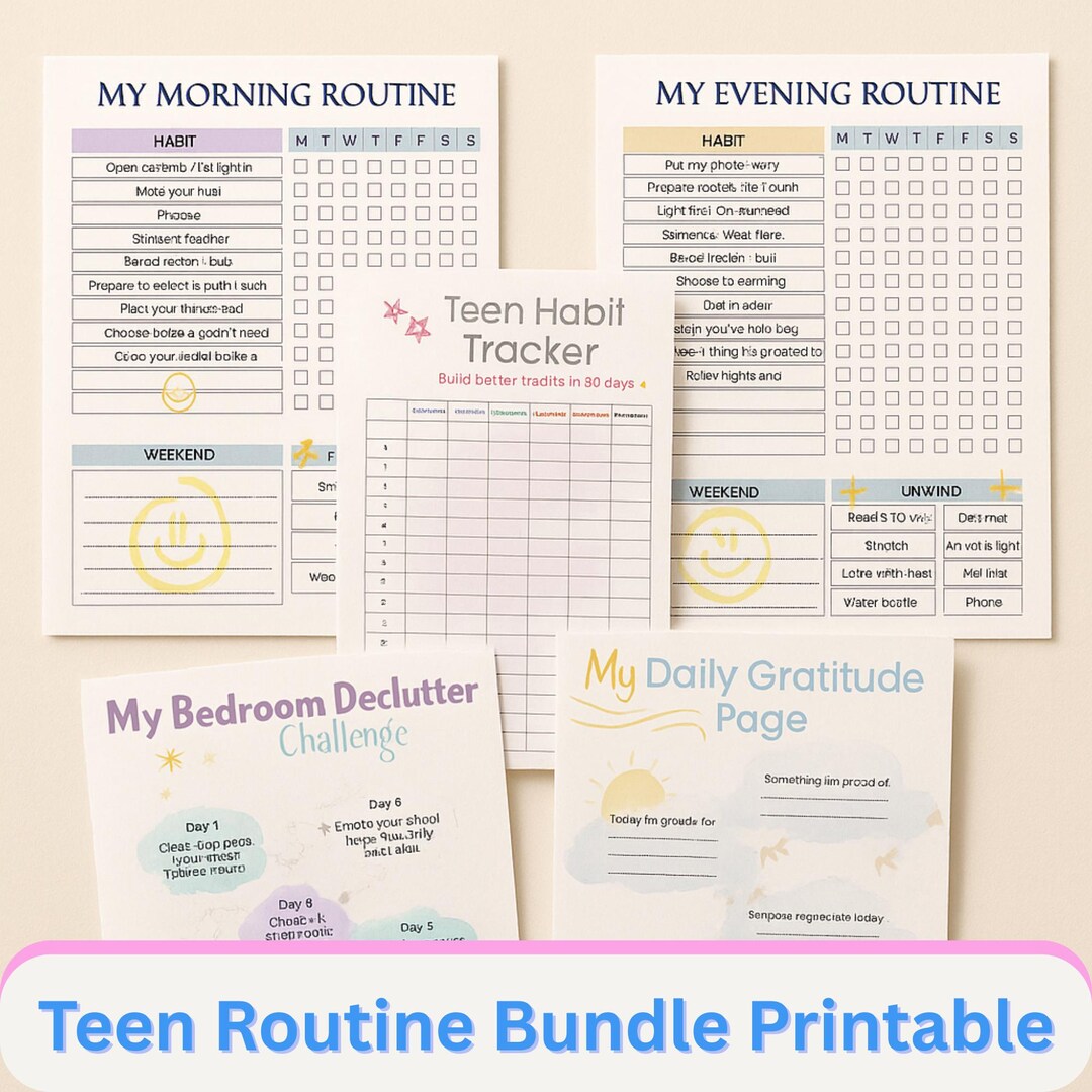 Teen Routine Bundle Printable | Morning & Evening Routine, Habit ...