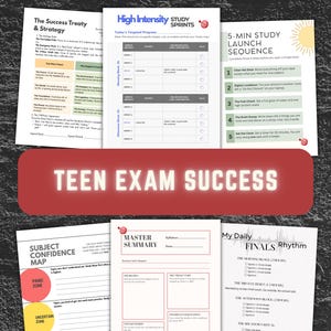 Succeskit tienerexamens | Het focussysteem van 4 uur | Finale- en tussentijdse studieplanner | Van overweldigd naar examenklaar