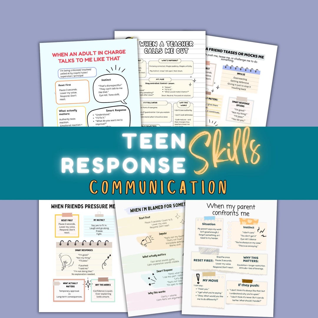 Teen Response Skills Printable | What to Do When Corrected, Criticized ...