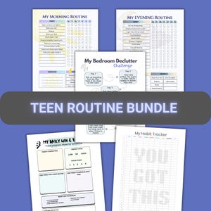 ADHD Teen Routine Bundle Printable (Boy Edition) | Daily Routine & Focus System for Teen Boys | Instant Download