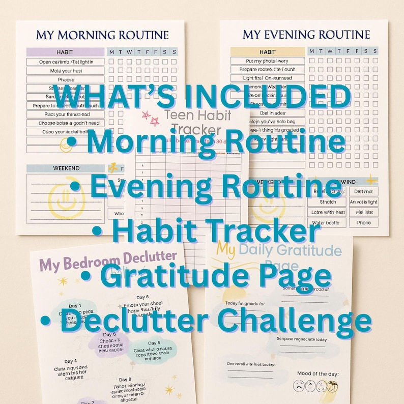 ADHD Teen Routine Bundle Printable | Routines, Habit Tracker, Gratitude ...