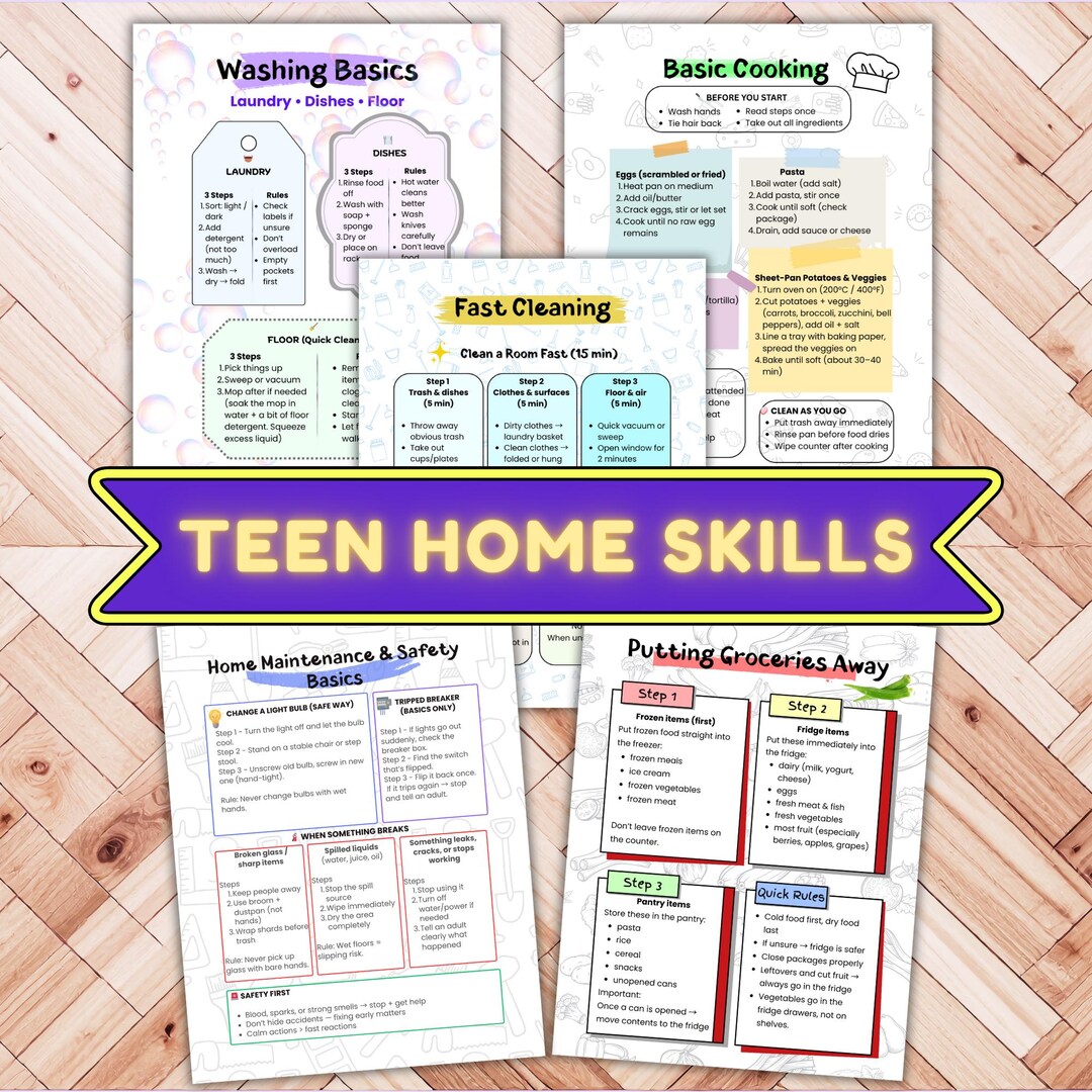 Teen Home Skills Checklist – Adulting Guide, Adhd-friendly (printable ...