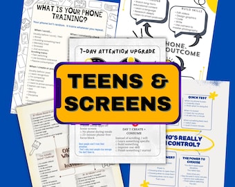 Screen Time Reset for Teens | Phone Habit & Focus Builder Printable | Digital Discipline and Attention Training Worksheets