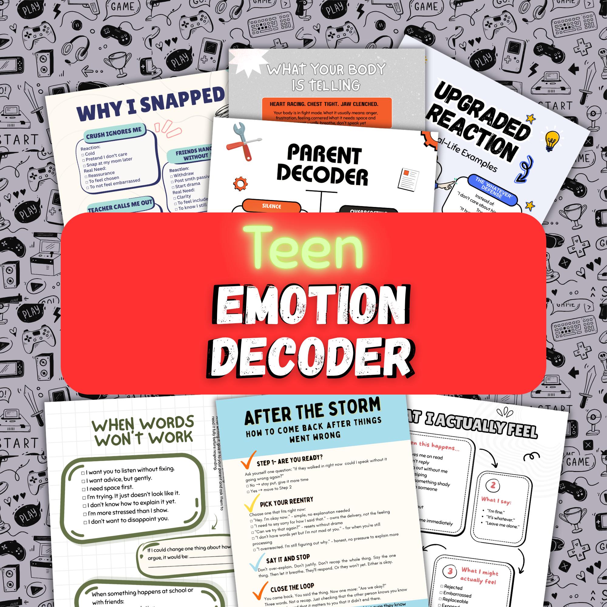 Teen Emotion Decoder Printable | Emotional Regulation Worksheets for ...