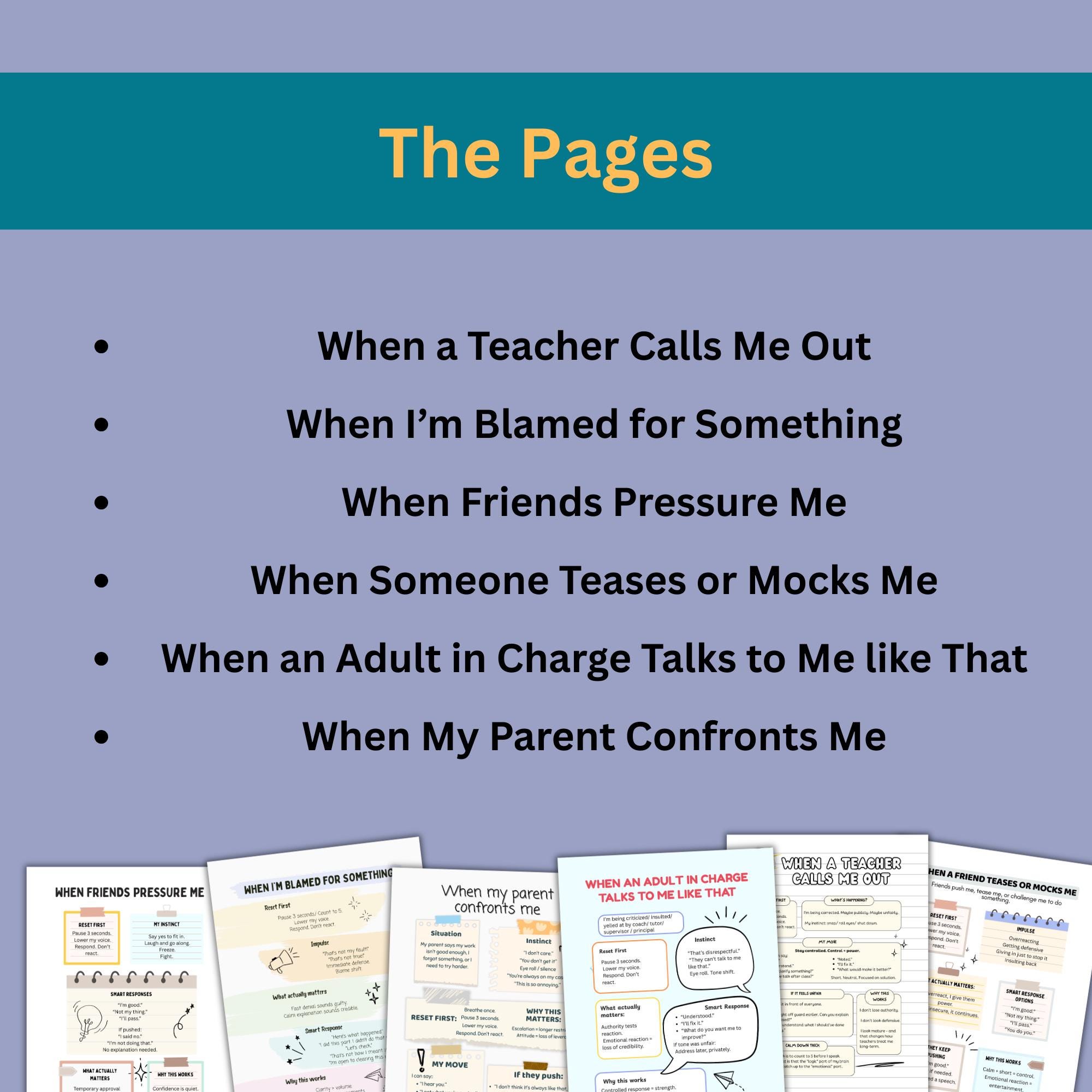 Teen Response Skills Printable | What to Do When Corrected, Criticized ...