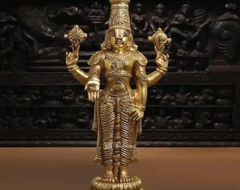 Brassaura™ Brass Balaji Idol for Home Decor | Lord Venkateswara Statue for Temple & Spiritual Spaces