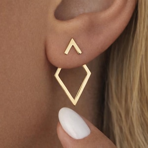 Orecchini geometrici minimalisti con diamanti, orecchini in metallo color oro e rame per donna, orecchini a bottone quadrati moderni, regalo elegante per tutti i giorni