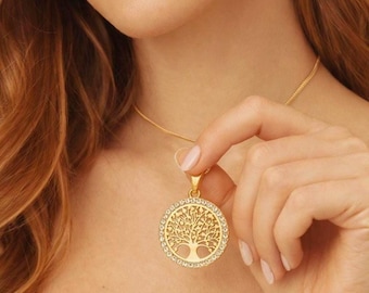 Gold Tree of Life Necklace – Elegant Stainless Steel Pendant, Symbol of Strength & Growth, Minimalist Jewelry for Women, Meaningful Gift