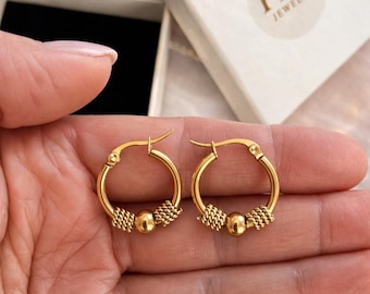 Hypoallergenic Stainless Steel Retro Gold Hoop Earrings – Elegant Minimalist Circle Earrings for Women, Classic Daily Jewelry, Perfect Gift