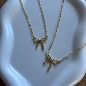 Minimalist Bow Pendant Necklace for Women – KC Golden Plated Elegant Everyday & Holiday Jewelry, Timeless Gift for Her, Charm Necklace image 3