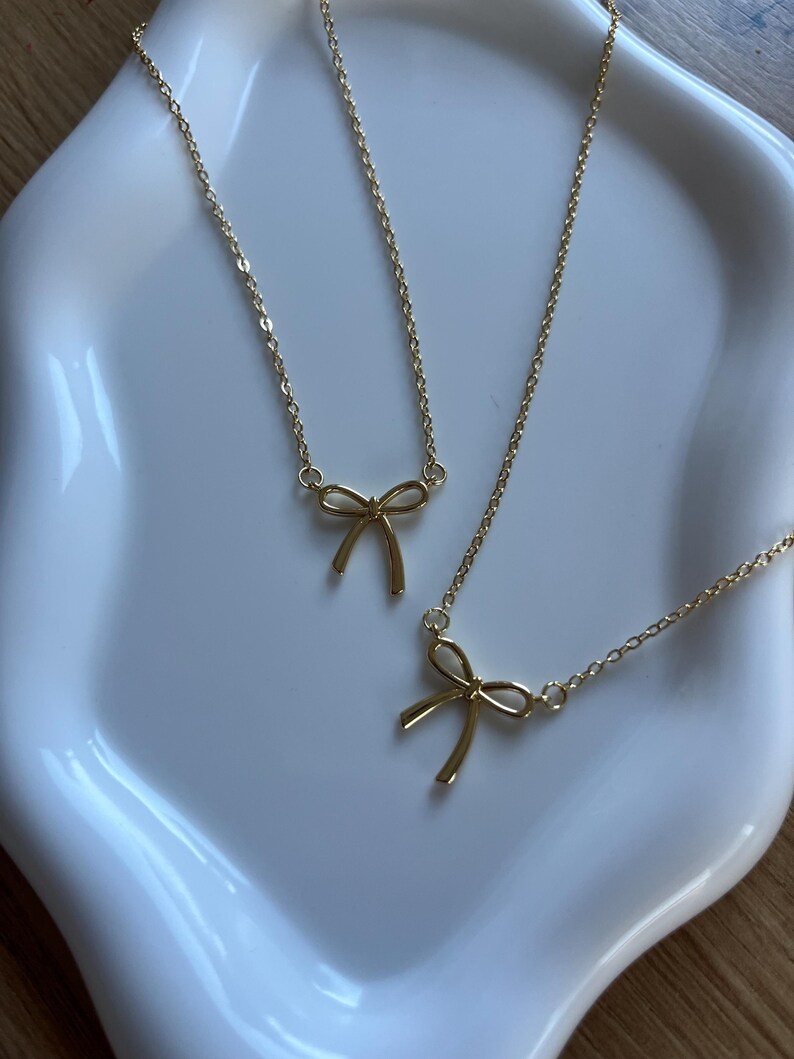 Minimalist Bow Pendant Necklace for Women – KC Golden Plated Elegant Everyday & Holiday Jewelry, Timeless Gift for Her, Charm Necklace image 3