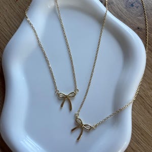 Minimalist Bow Pendant Necklace for Women – KC Golden Plated Elegant Everyday & Holiday Jewelry, Timeless Gift for Her, Charm Necklace image 2