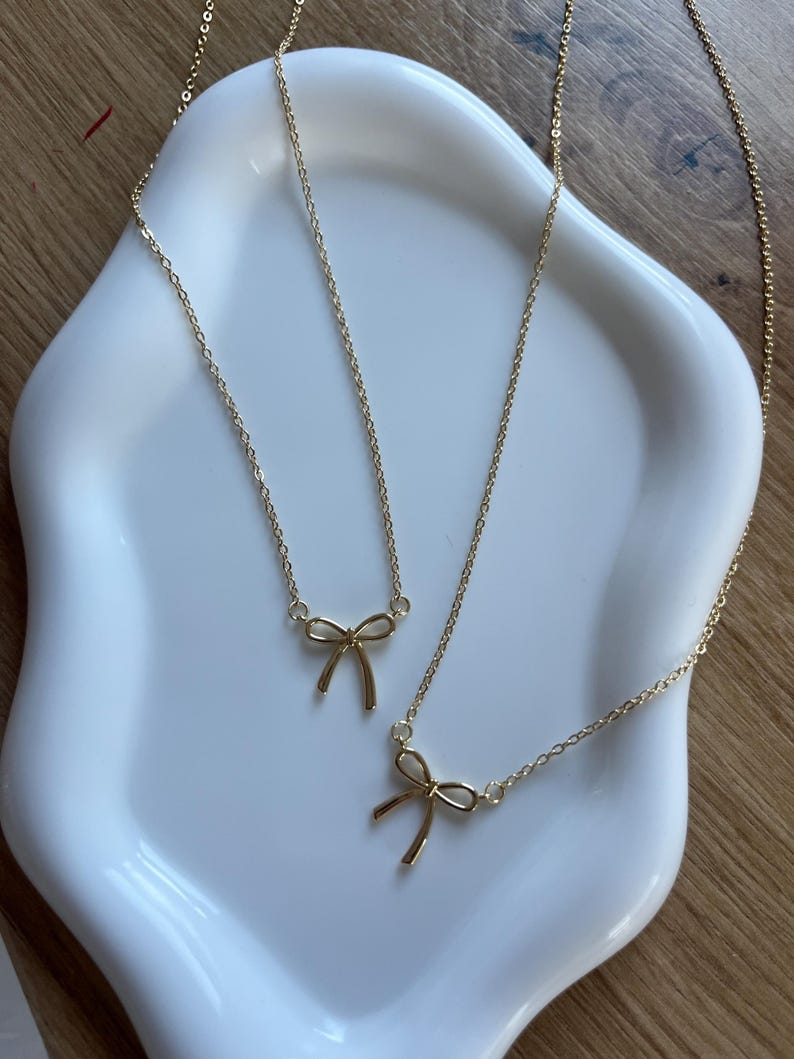 Minimalist Bow Pendant Necklace for Women – KC Golden Plated Elegant Everyday & Holiday Jewelry, Timeless Gift for Her, Charm Necklace image 2