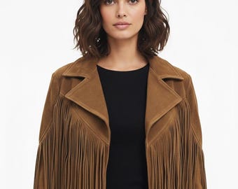 Cowgirl Fringe Suede Jacket | Western Tassel Jacket Women | Ranch Rodeo Country Outfit