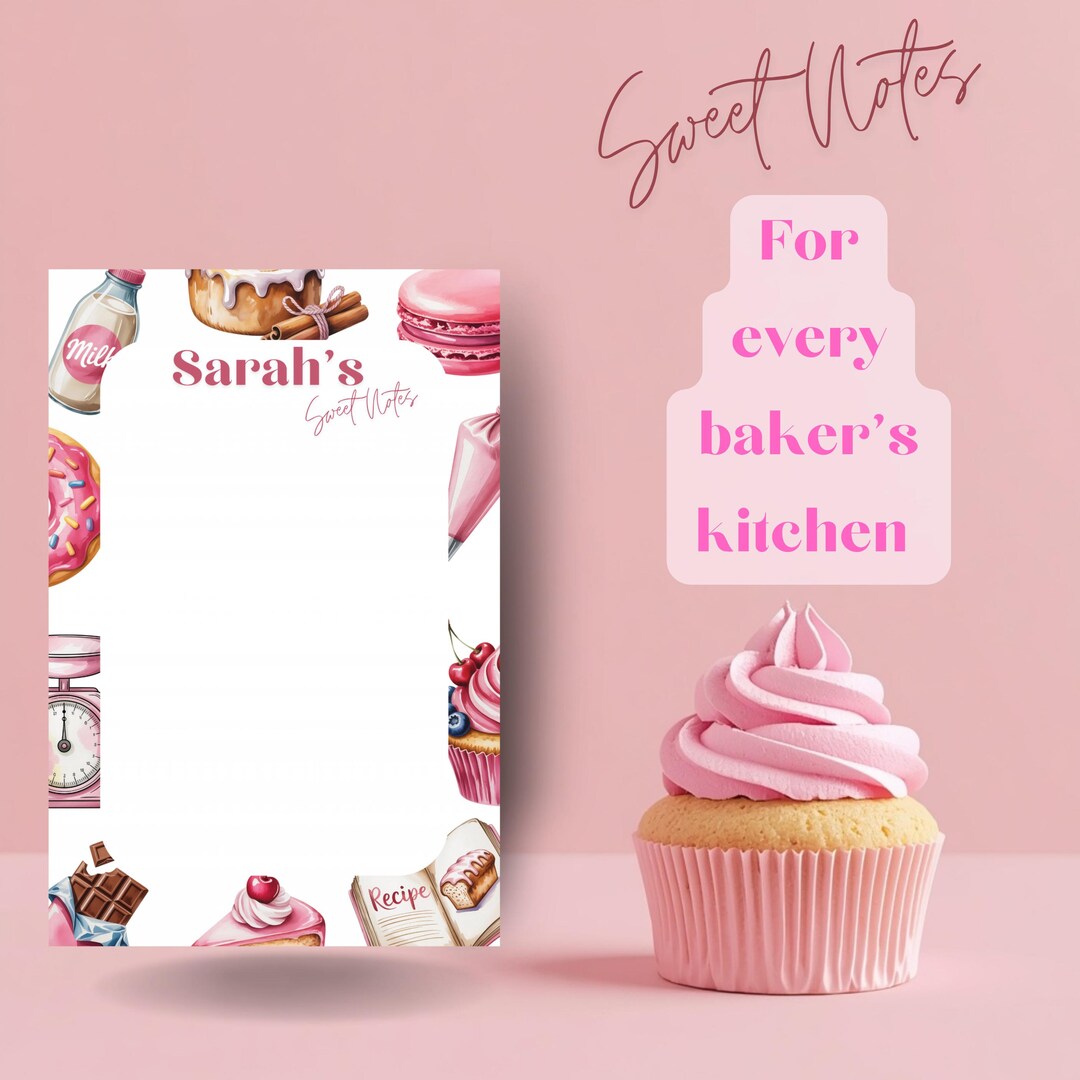 Personalized Baking Recipe Notepad | Kitchen Planner, Grocery Organizer ...