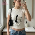 Y2K Mazzy Star Baby Tee, Cat Graphic Crop Top, Vintage Among My Swan Inspired Graphic Tee, Mazzy Star Band Crop Top, Music Lover Gift