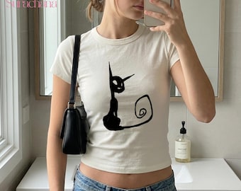 Y2K Mazzy Star Baby Tee, Cat Graphic Crop Top, Vintage Among My Swan Inspired Graphic Tee, Mazzy Star Band Crop Top, Music Lover Gift