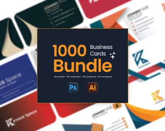 1000+ Business Cards in Multi Sizes | Portrait | Landscape | Pocket | Transparent Custom Design in 24H