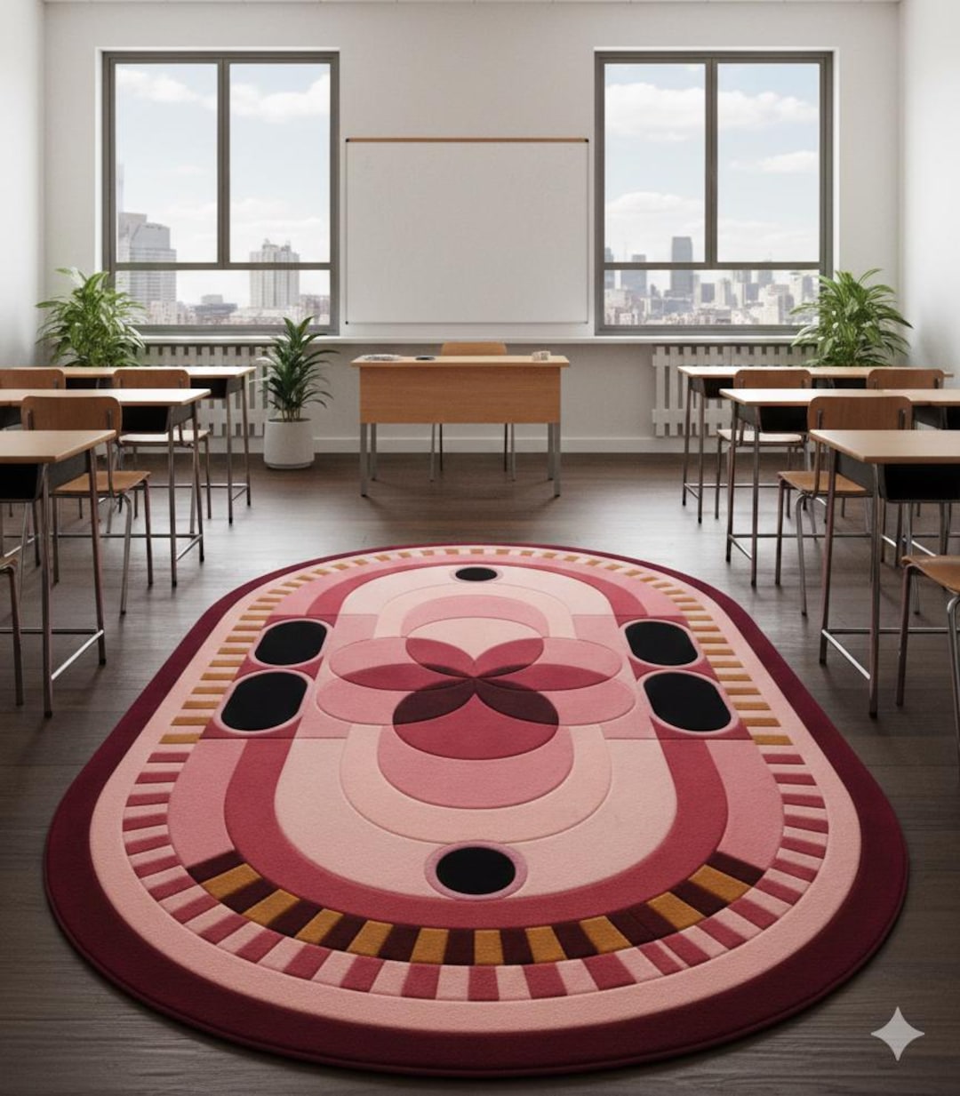 Hand-tufted Wool Oval Rug, Pink Geometric Abstract Design - Etsy
