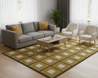 Hand Tufted Wool Area Rug, Geometric Hexagon Pattern, Modern Living Room Decor