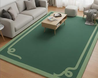 Handgetufteter Teppich mit Bordüre, Grün, moderner Stil, Wohnzimmer-Dekor