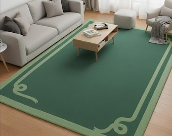 Hand Tufted Area Rug with Border Design, Green, Modern Style, Living Room Decor