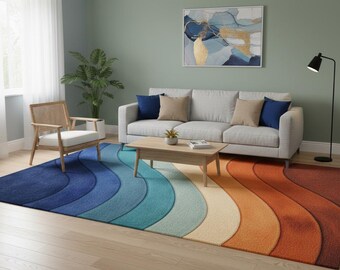 Hand Tufted Geometric Area Rug, Multicolor Abstract Pattern, Hand-Tufted Wool, Modern Contemporary Design