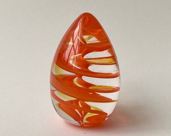 Glass Egg Paperweight  Orange Swirl :  DISASTER RELIEF