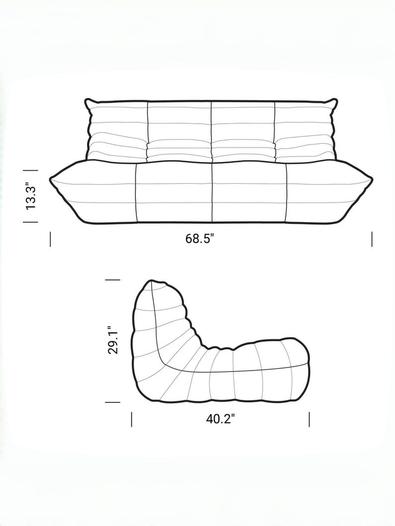 Sofá tipo puf Caterpillar para adultos, sofá de suelo de pana Togo, asiento reclinable, rincón de lectura acogedor, decoración para sala de estar y dormitorio. imagen 16
